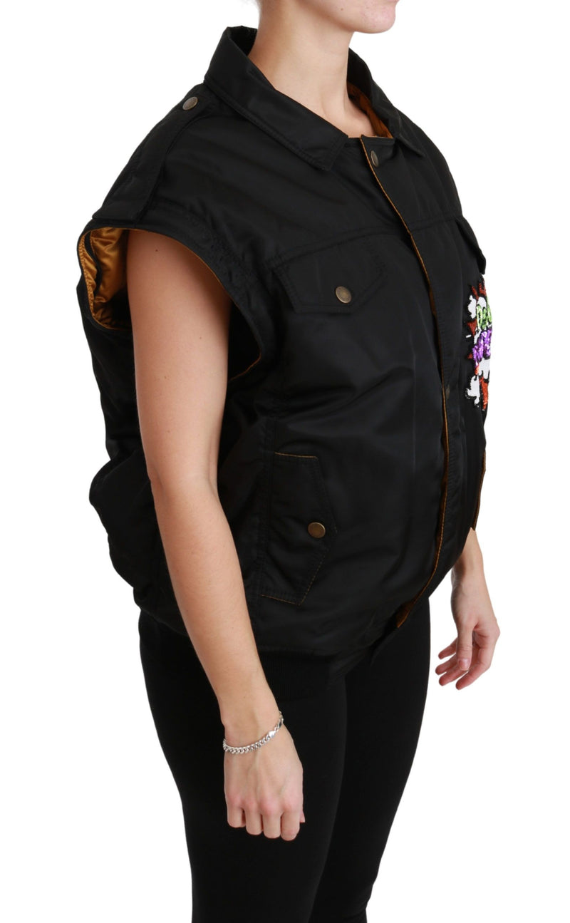 Elegant Black Bomber Jacket with Detachable Features Dolce & Gabbana