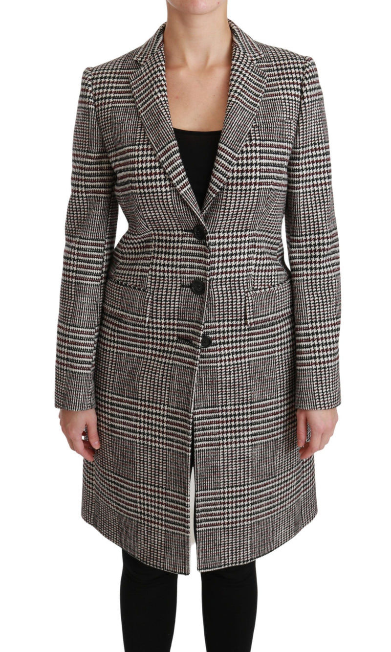 Elegant Multicolor Checked Knee-Length Jacket Coat Dolce & Gabbana