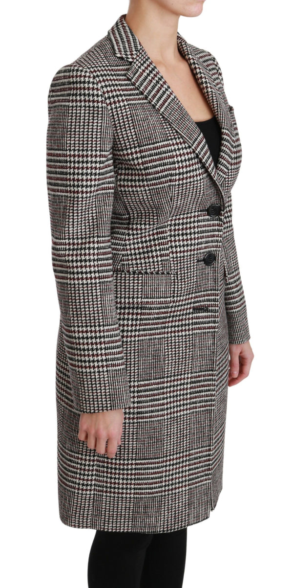 Elegant Multicolor Checked Knee-Length Jacket Coat Dolce & Gabbana