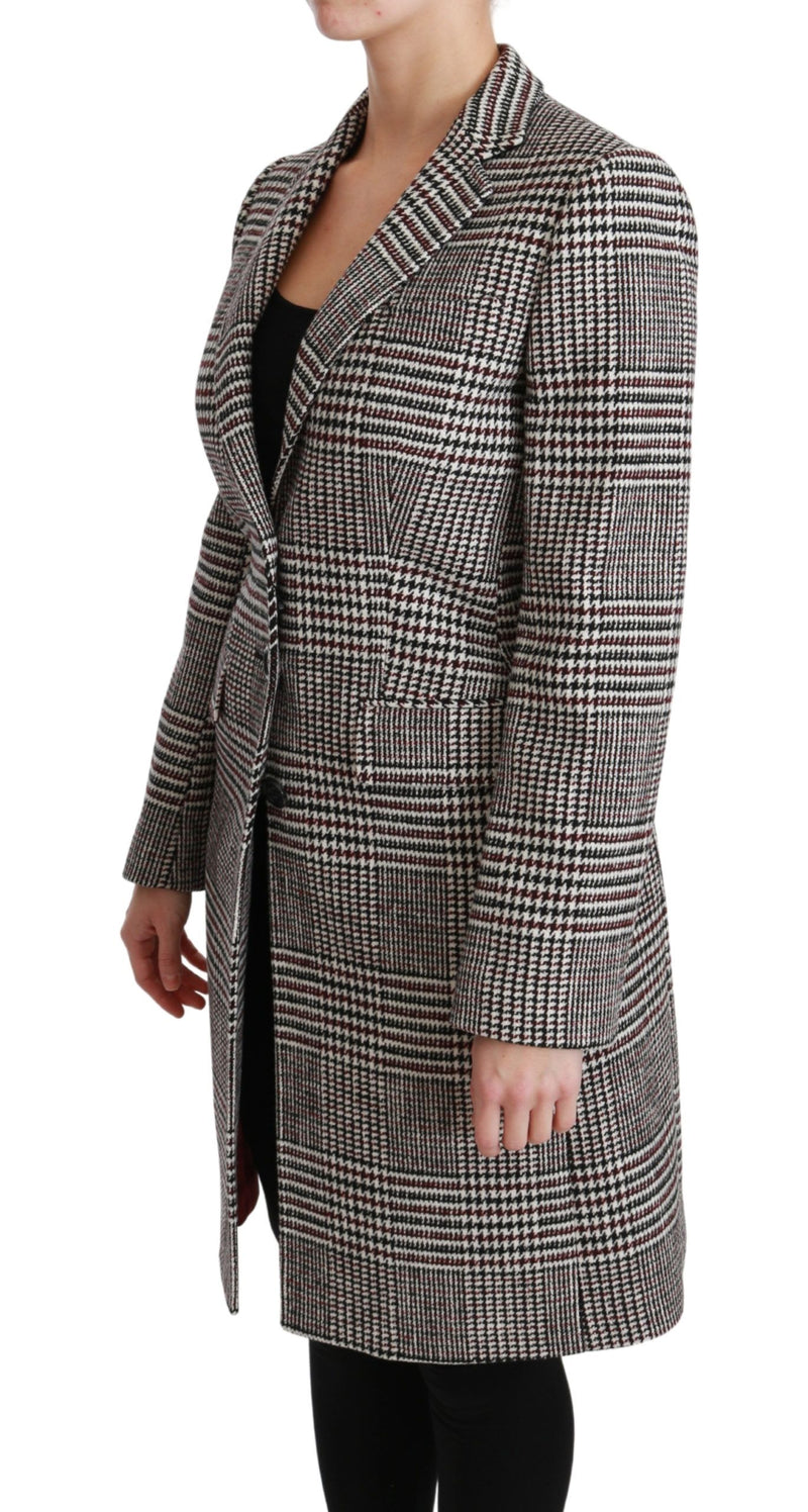 Elegant Multicolor Checked Knee-Length Jacket Coat Dolce & Gabbana