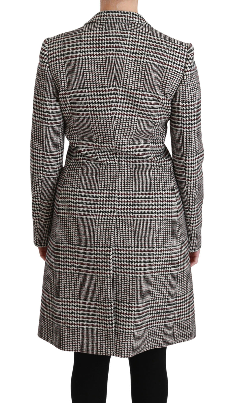 Elegant Multicolor Checked Knee-Length Jacket Coat Dolce & Gabbana