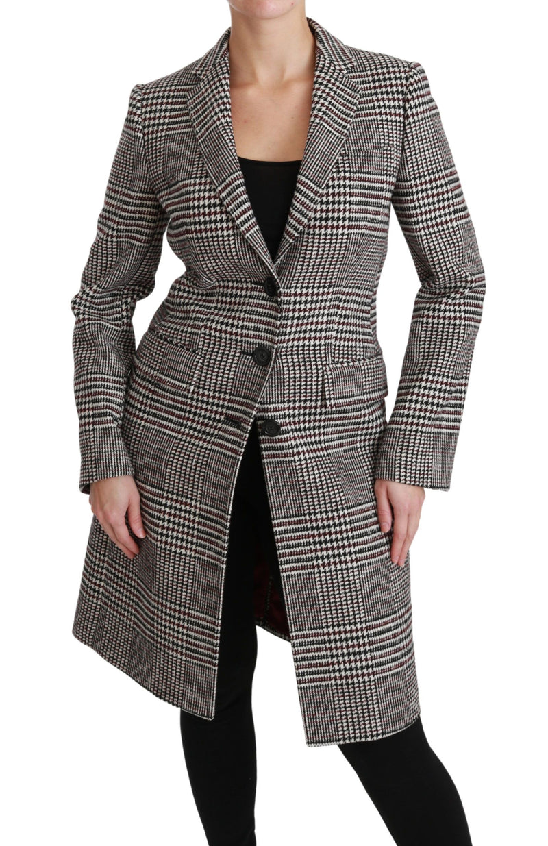 Elegant Multicolor Checked Knee-Length Jacket Coat Dolce & Gabbana