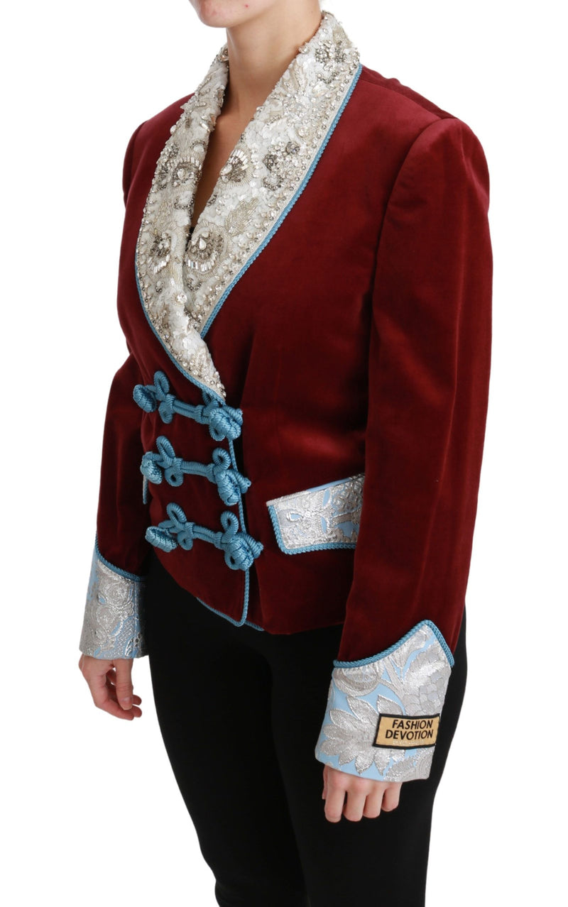 Opulent Red Baroque Detail Blazer Dolce & Gabbana