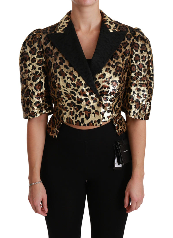 Gold Leopard Print Short Sleeve Blazer Dolce & Gabbana