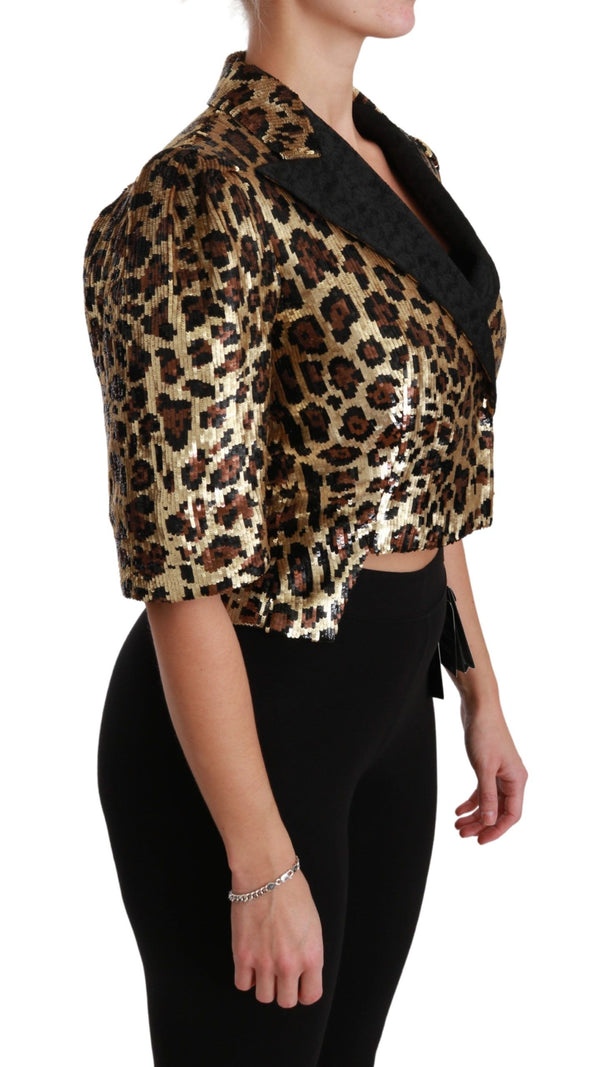 Gold Leopard Print Short Sleeve Blazer Dolce & Gabbana