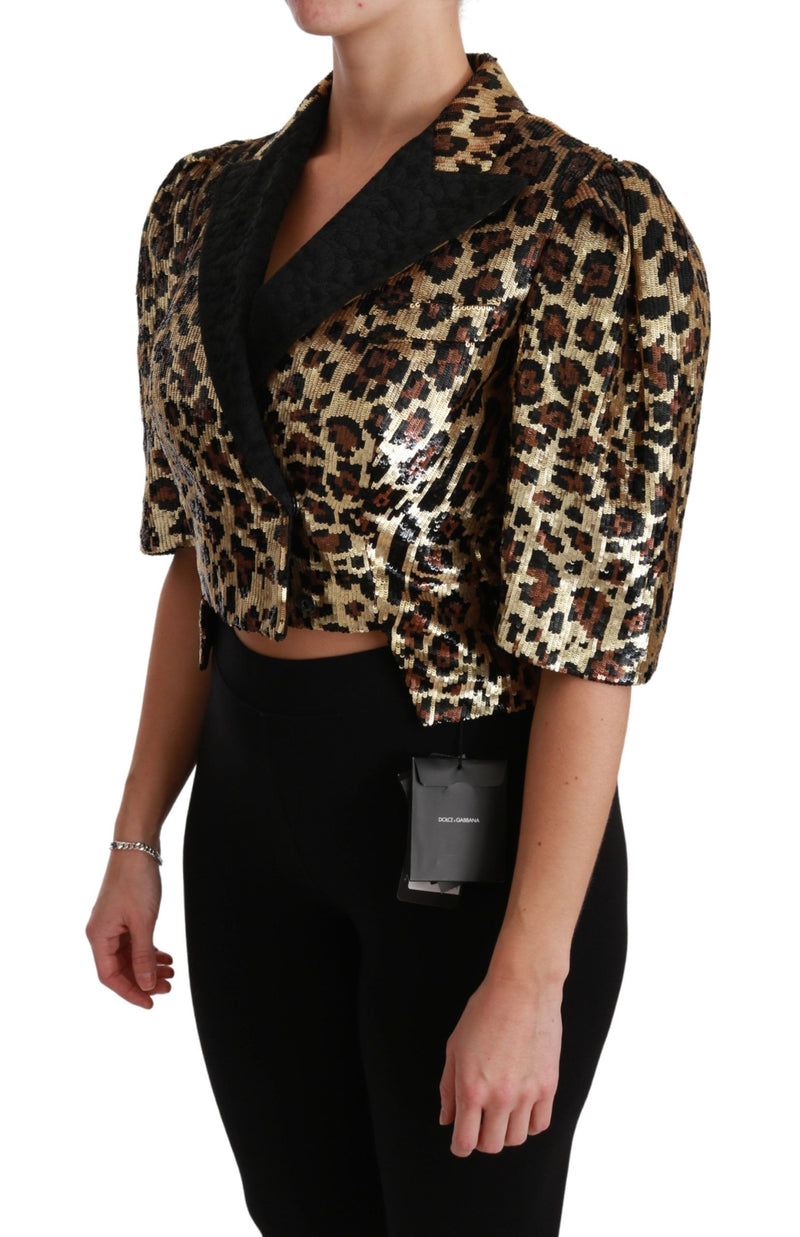 Gold Leopard Print Short Sleeve Blazer Dolce & Gabbana