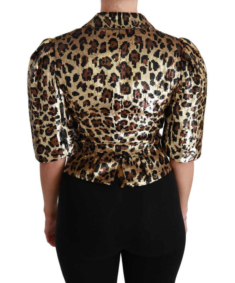 Gold Leopard Print Short Sleeve Blazer Dolce & Gabbana