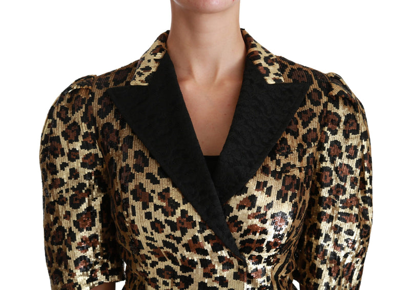 Gold Leopard Print Short Sleeve Blazer Dolce & Gabbana