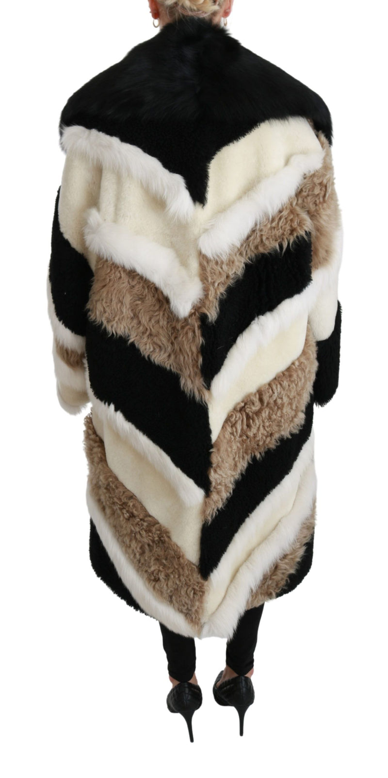 Elegant Multicolor Shearling Cape Coat Dolce & Gabbana