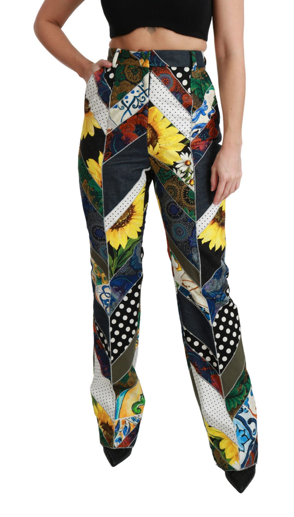 Elegant High Waist Multicolor Straight Pants Dolce & Gabbana