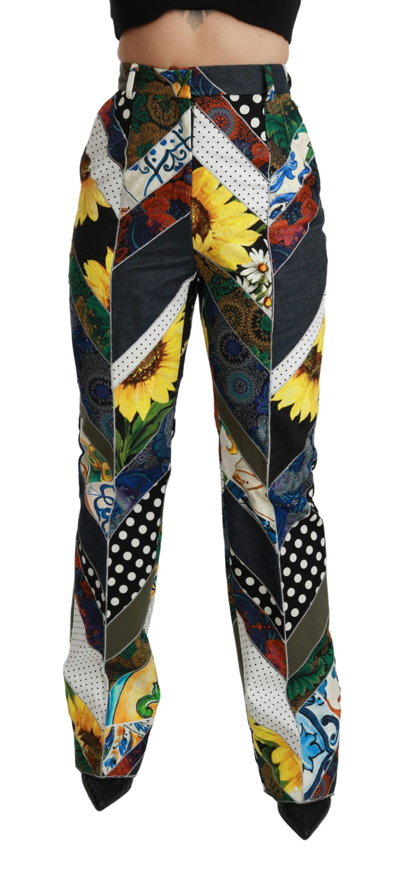 Elegant High Waist Multicolor Straight Pants Dolce & Gabbana