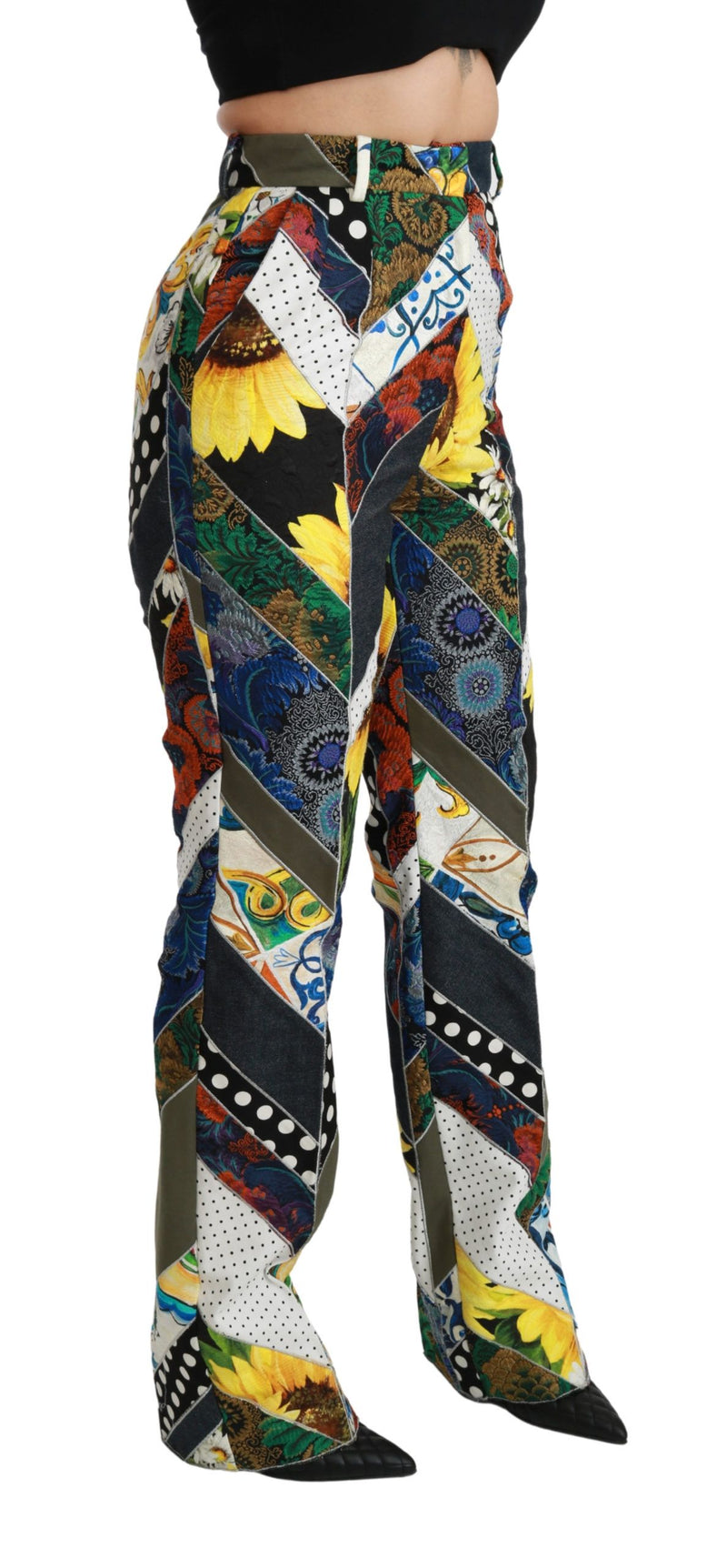 Elegant High Waist Multicolor Straight Pants Dolce & Gabbana