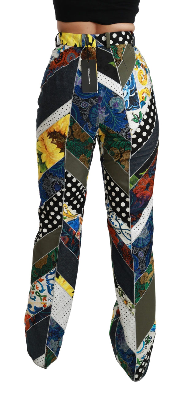 Elegant High Waist Multicolor Straight Pants Dolce & Gabbana