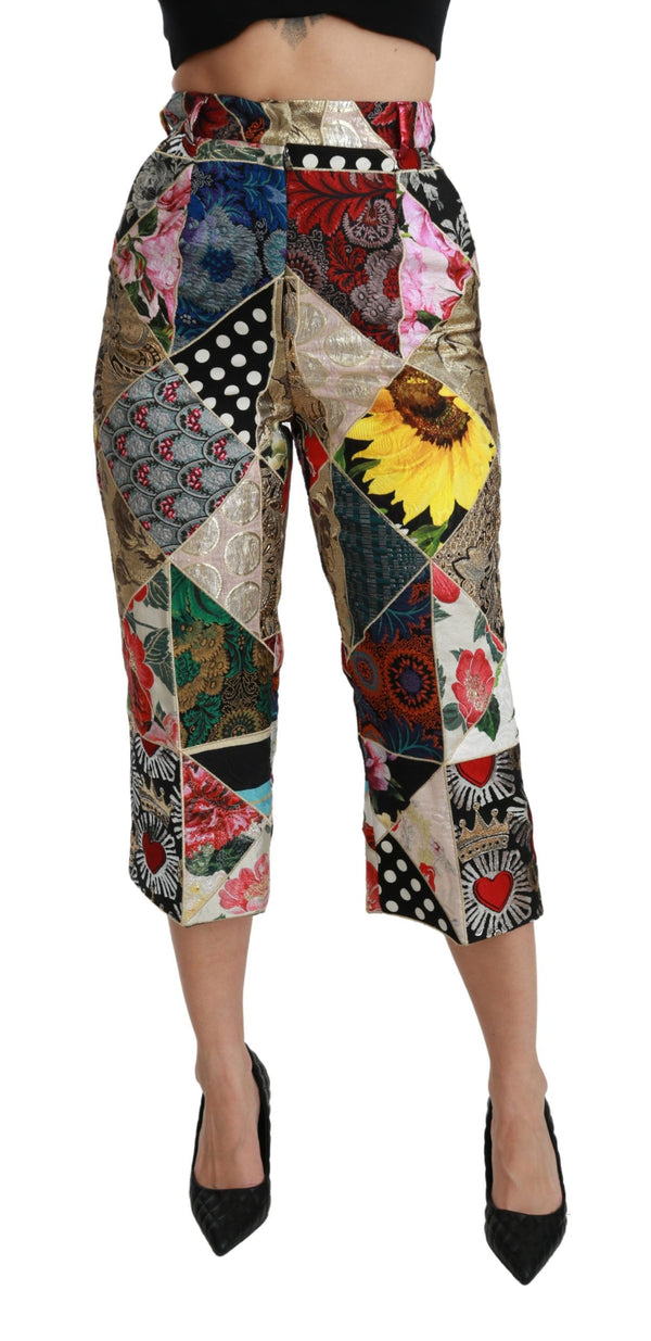 Elegant High Waist Cropped Silk Blend Trousers Dolce & Gabbana