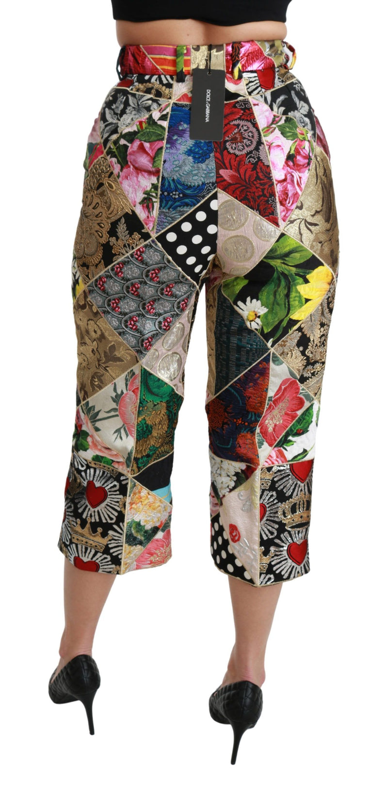 Elegant High Waist Cropped Silk Blend Trousers Dolce & Gabbana