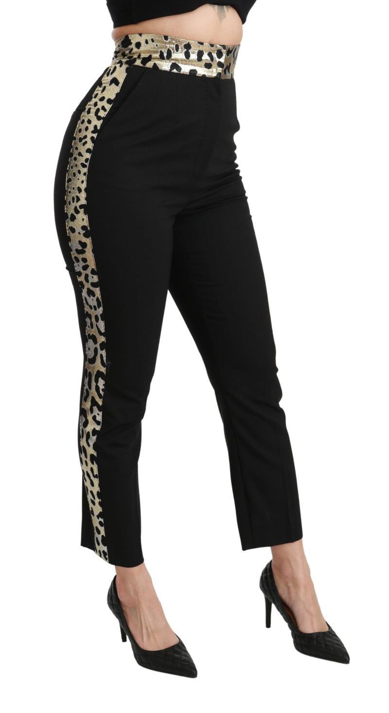 Gold Leopard Jacquard High Waist Pants Dolce & Gabbana