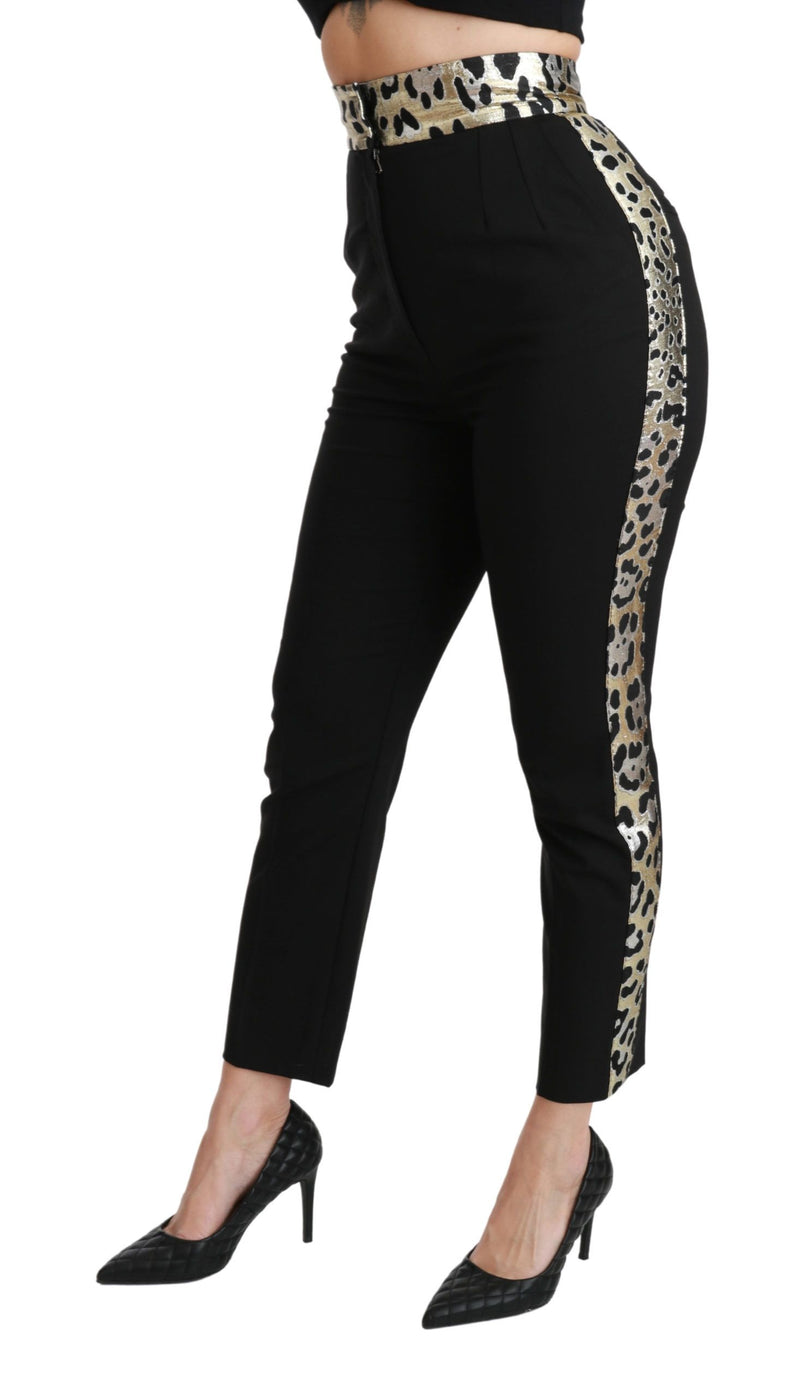 Gold Leopard Jacquard High Waist Pants Dolce & Gabbana