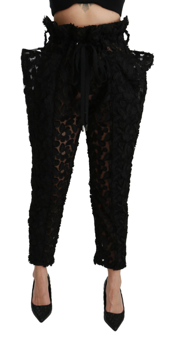 Chic Tapered High Waist Lace Pants Dolce & Gabbana