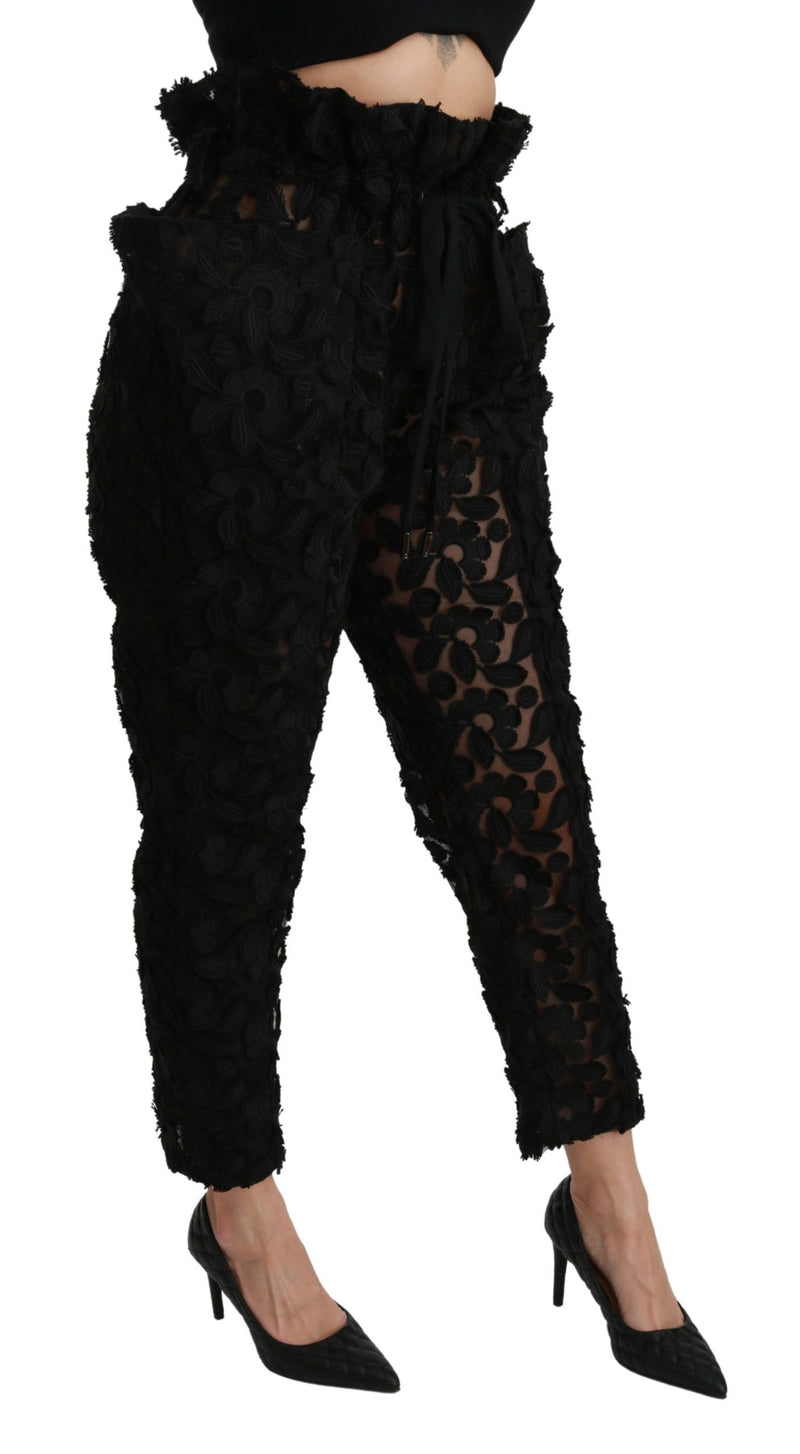 Chic Tapered High Waist Lace Pants Dolce & Gabbana