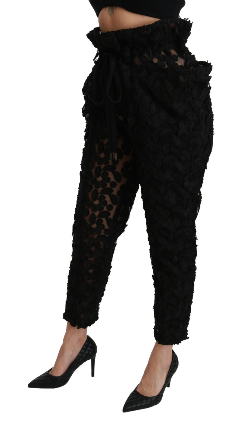 Chic Tapered High Waist Lace Pants Dolce & Gabbana