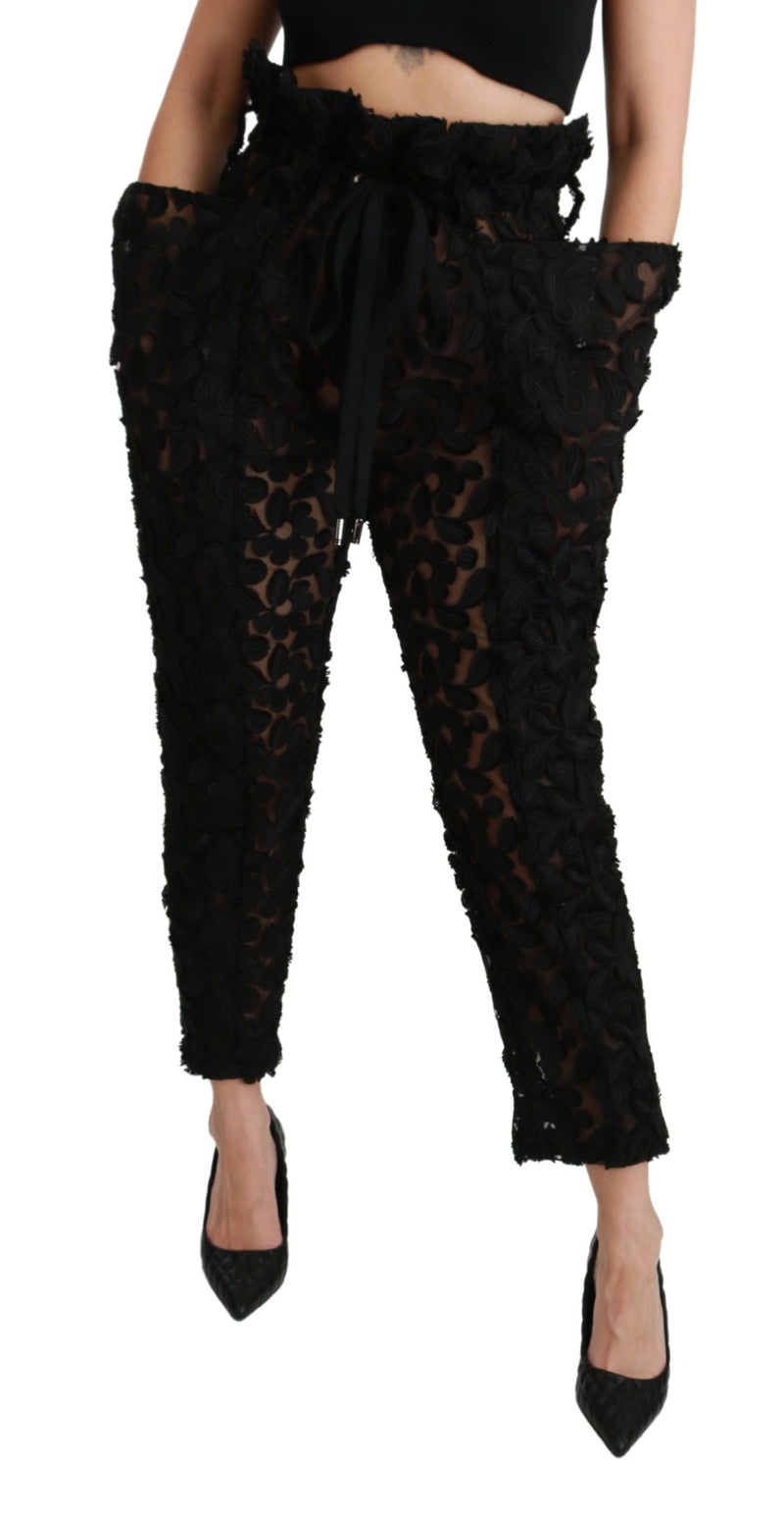 Chic Tapered High Waist Lace Pants Dolce & Gabbana