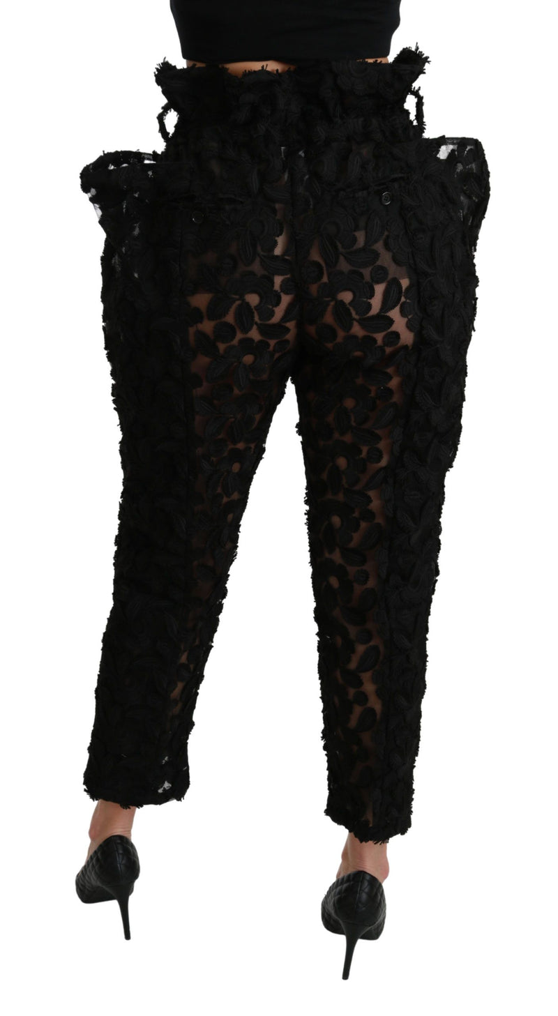 Chic Tapered High Waist Lace Pants Dolce & Gabbana