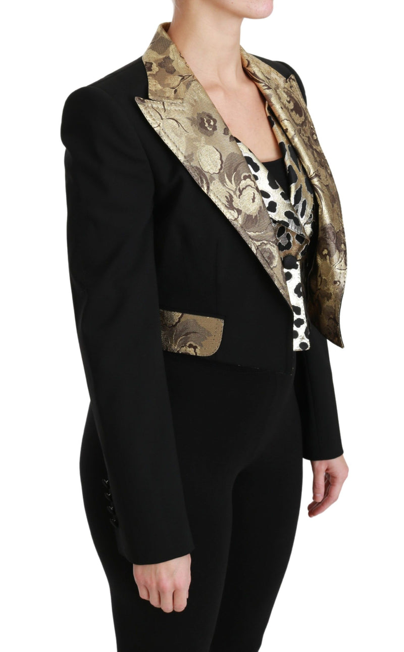 Opulent Black Gold Floral Jacket and Vest Ensemble Dolce & Gabbana