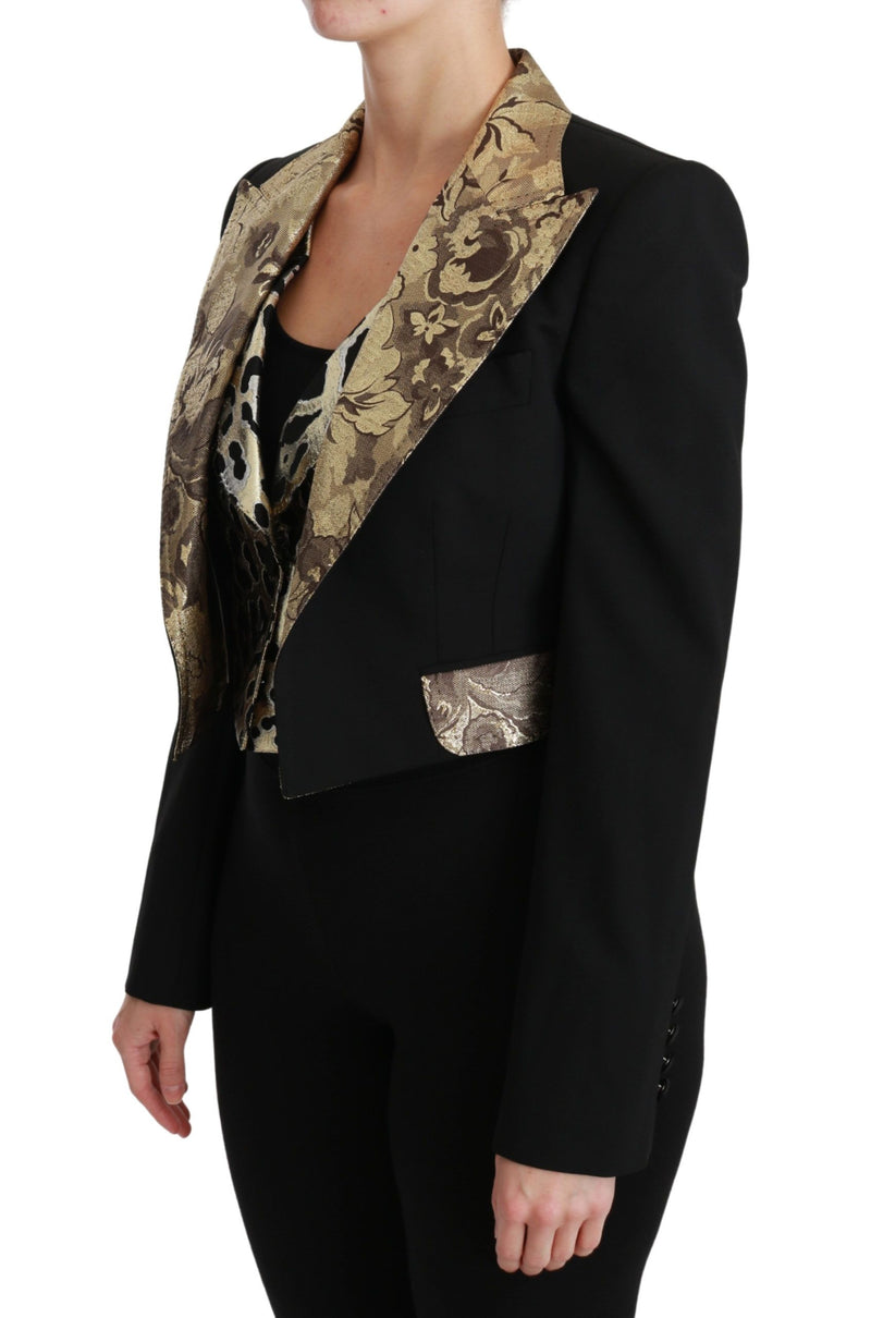 Opulent Black Gold Floral Jacket and Vest Ensemble Dolce & Gabbana