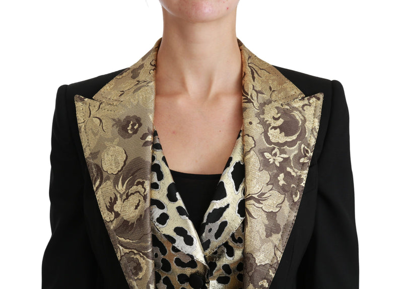 Opulent Black Gold Floral Jacket and Vest Ensemble Dolce & Gabbana