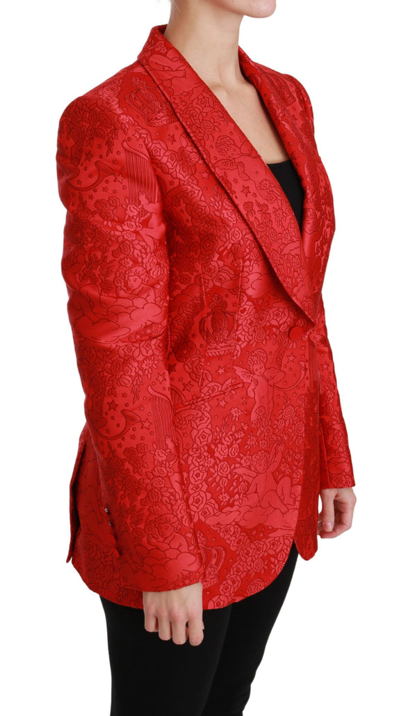 Red Floral Angel Pattern Blazer Dolce & Gabbana