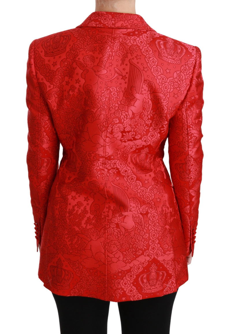 Red Floral Angel Pattern Blazer Dolce & Gabbana