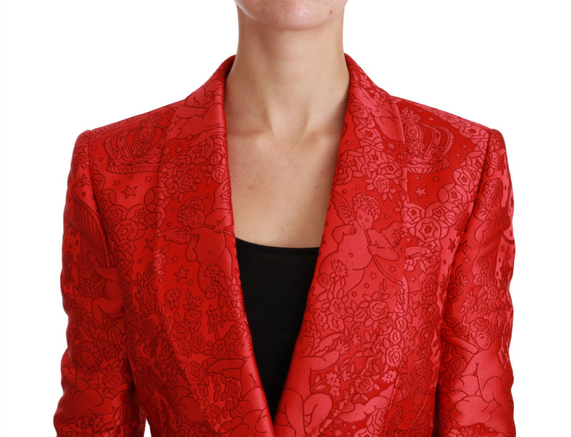 Red Floral Angel Pattern Blazer Dolce & Gabbana