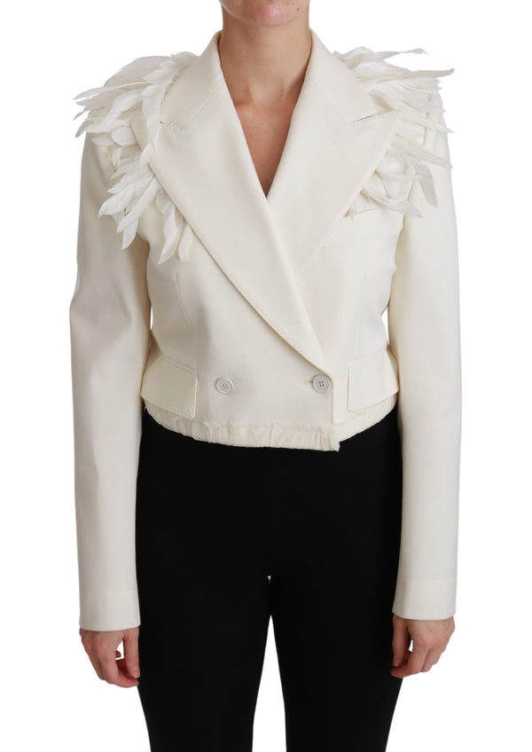 Elegant White Double Breasted Blazer Jacket Dolce & Gabbana