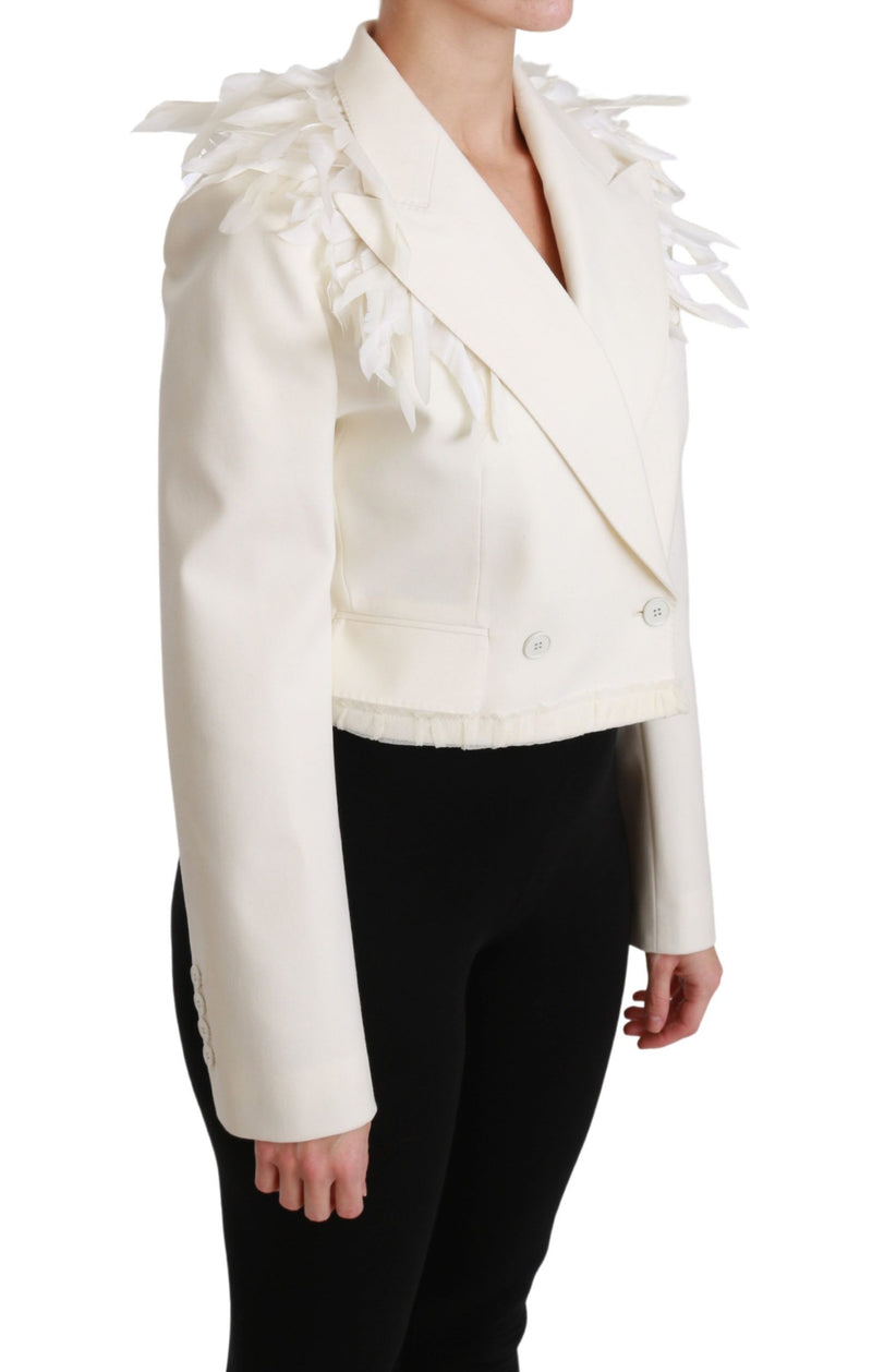 Elegant White Double Breasted Blazer Jacket Dolce & Gabbana