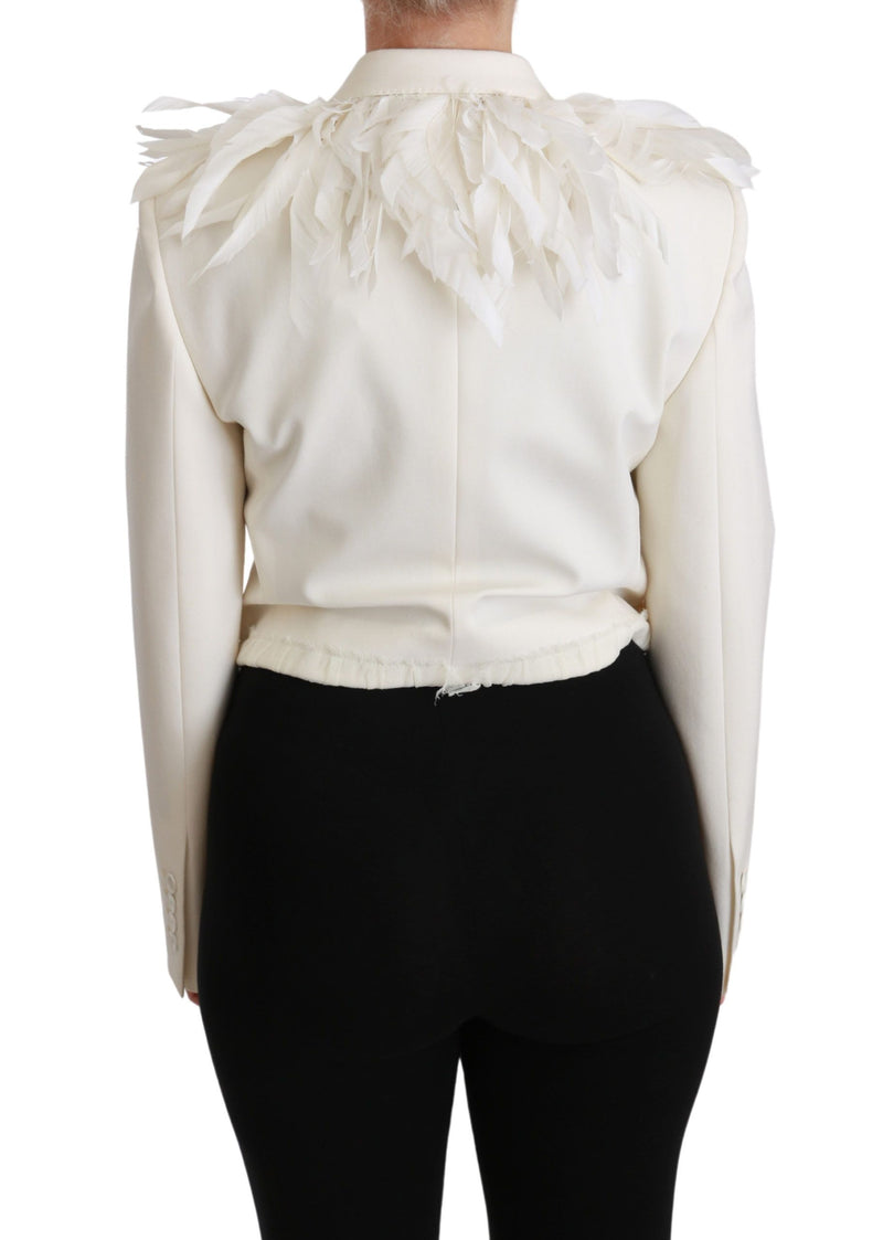 Elegant White Double Breasted Blazer Jacket Dolce & Gabbana