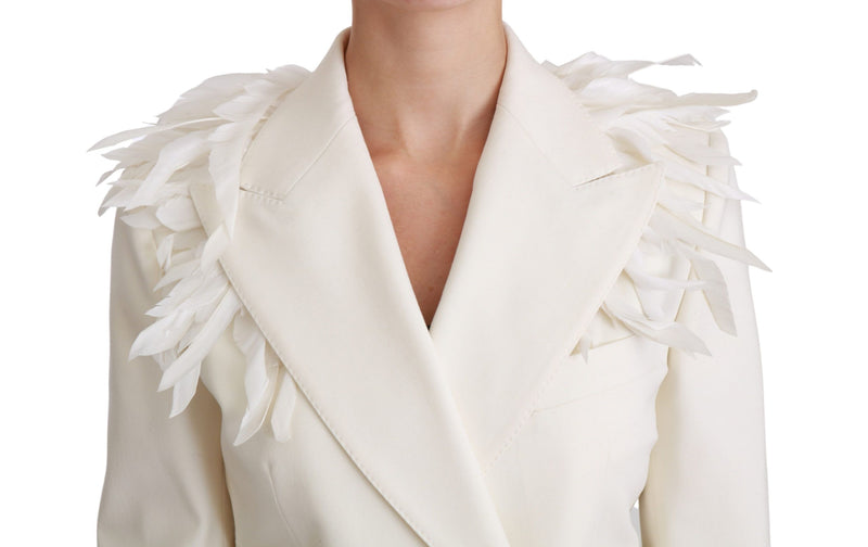 Elegant White Double Breasted Blazer Jacket Dolce & Gabbana