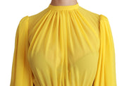 Silk Pleated A-line Mini Dress in Sunshine Yellow Dolce & Gabbana