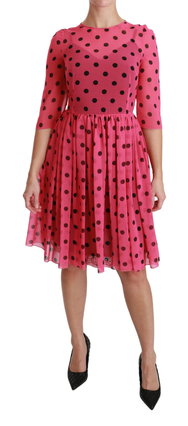 Elegant Polka Dot A-Line Knee Length Dress Dolce & Gabbana