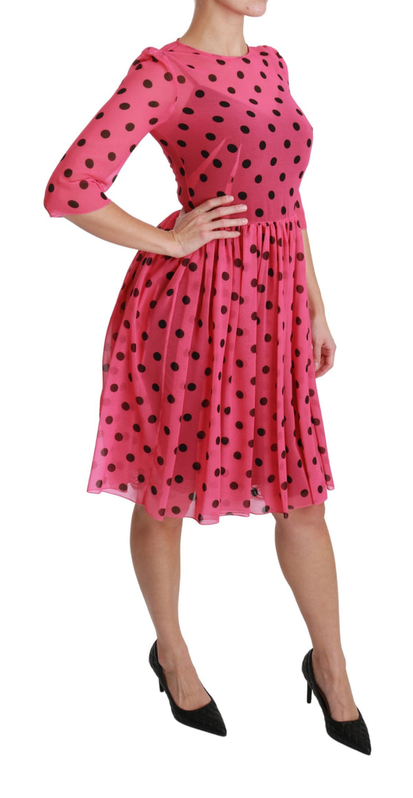 Elegant Polka Dot A-Line Knee Length Dress Dolce & Gabbana