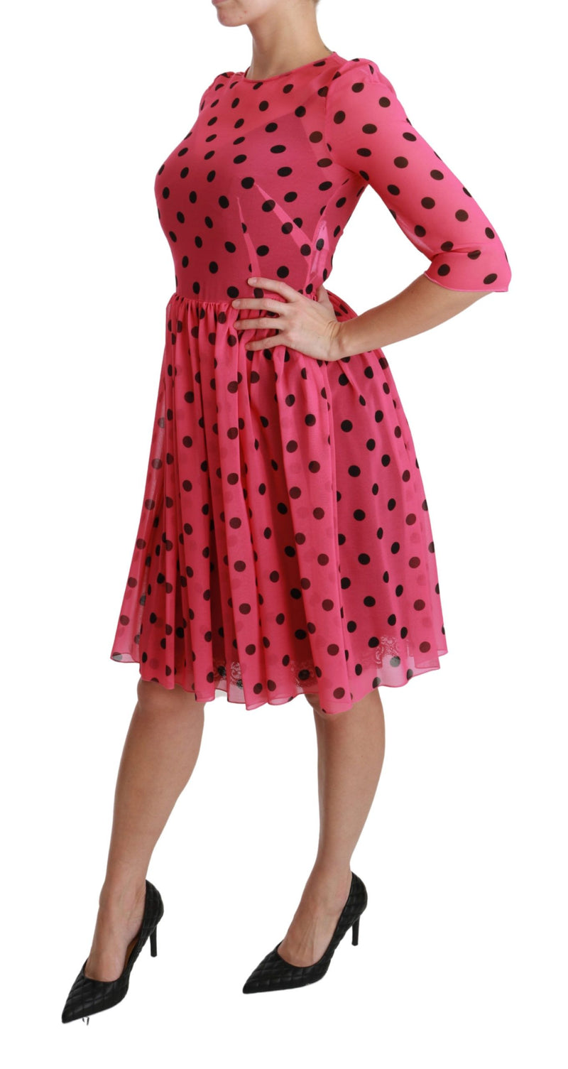 Elegant Polka Dot A-Line Knee Length Dress Dolce & Gabbana