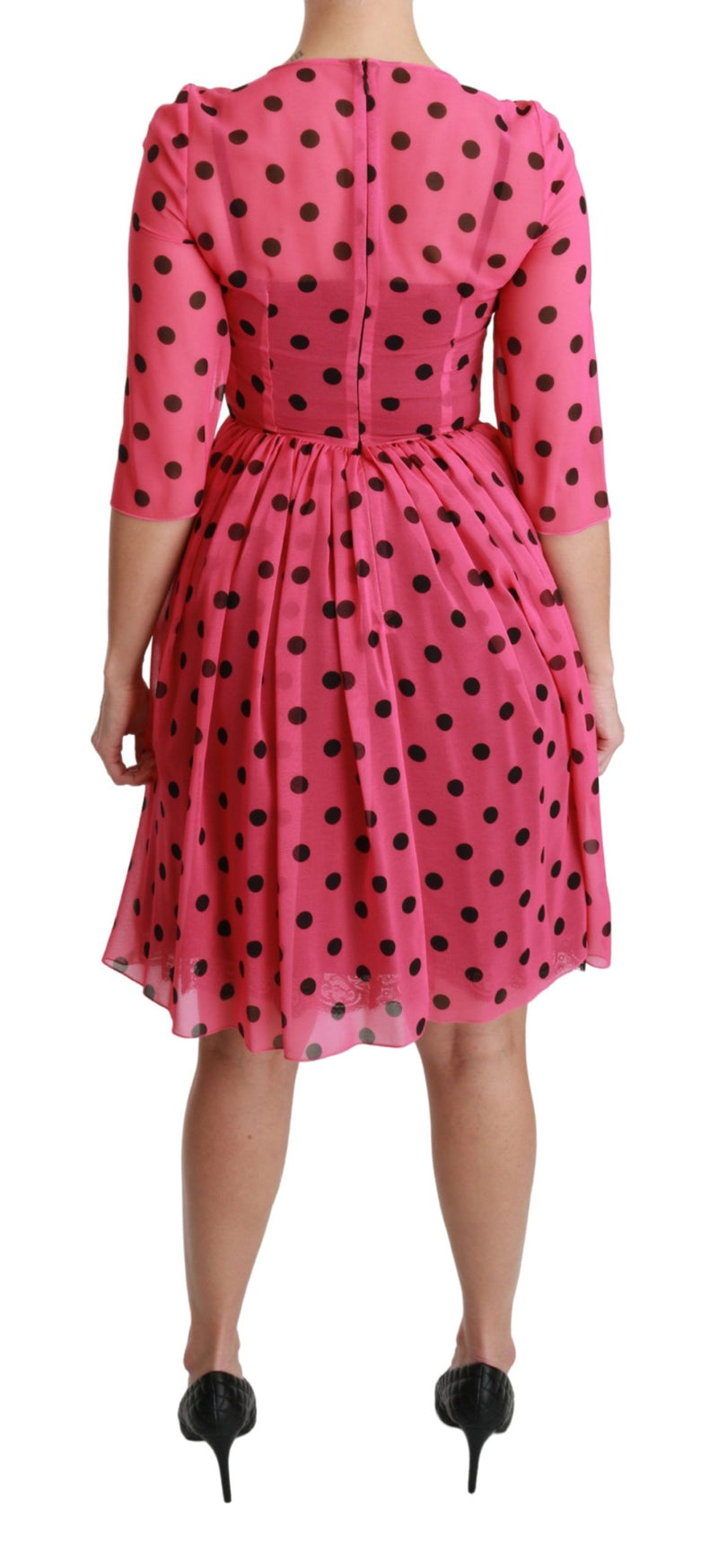 Elegant Polka Dot A-Line Knee Length Dress Dolce & Gabbana