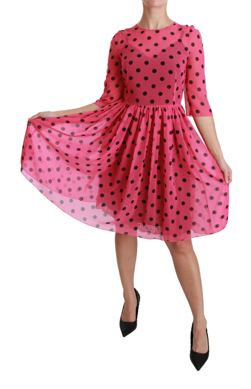 Elegant Polka Dot A-Line Knee Length Dress Dolce & Gabbana