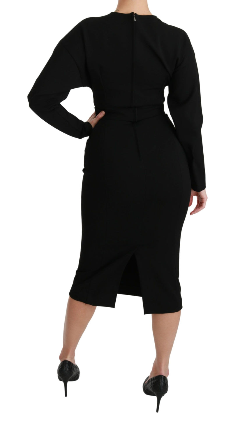 Elegant Black Bodycon Sheath Midi Dress Dolce & Gabbana