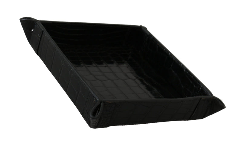 Elegant Black Exotic Skin Entry Tray Dolce & Gabbana