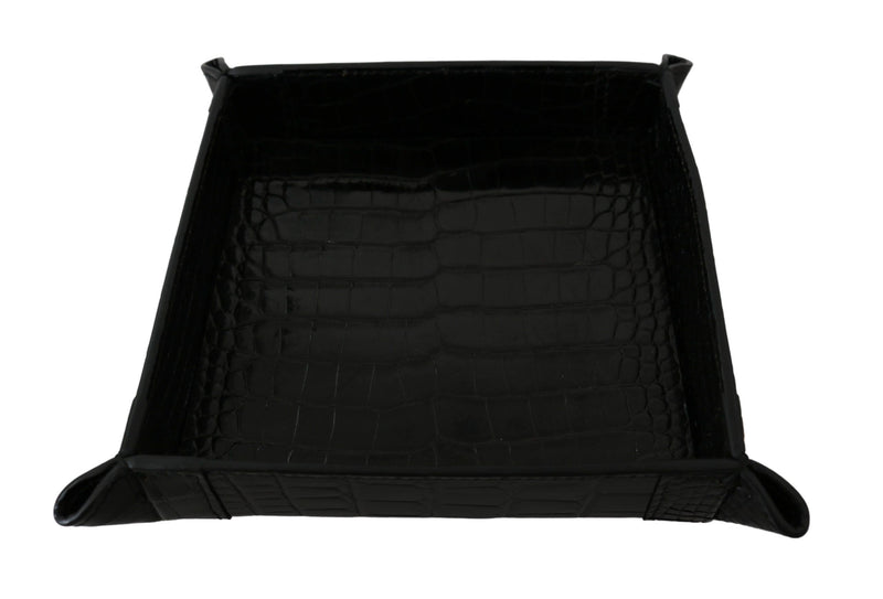 Elegant Black Exotic Skin Entry Tray Dolce & Gabbana