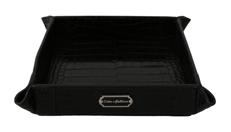 Elegant Black Exotic Skin Entry Tray Dolce & Gabbana