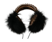 Gold Black Crystal Embellished Headphones Dolce & Gabbana