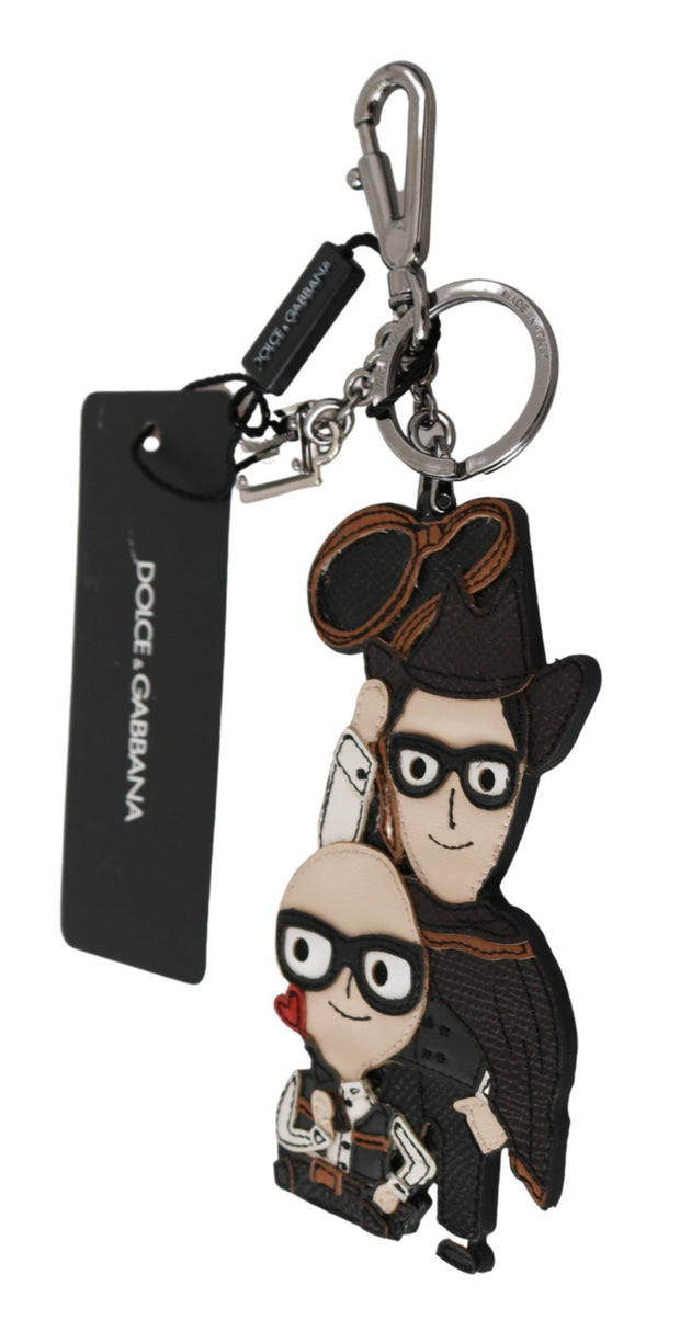 Chic Leather-Trim Keychain with Brass Accents Dolce & Gabbana