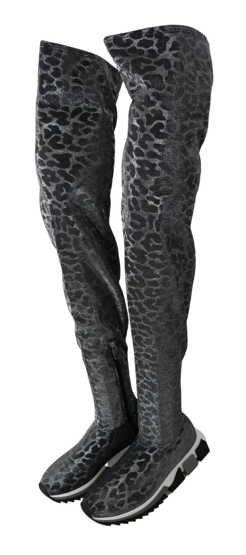 Elegant Leopard Booties Above Knee Shoes Dolce & Gabbana