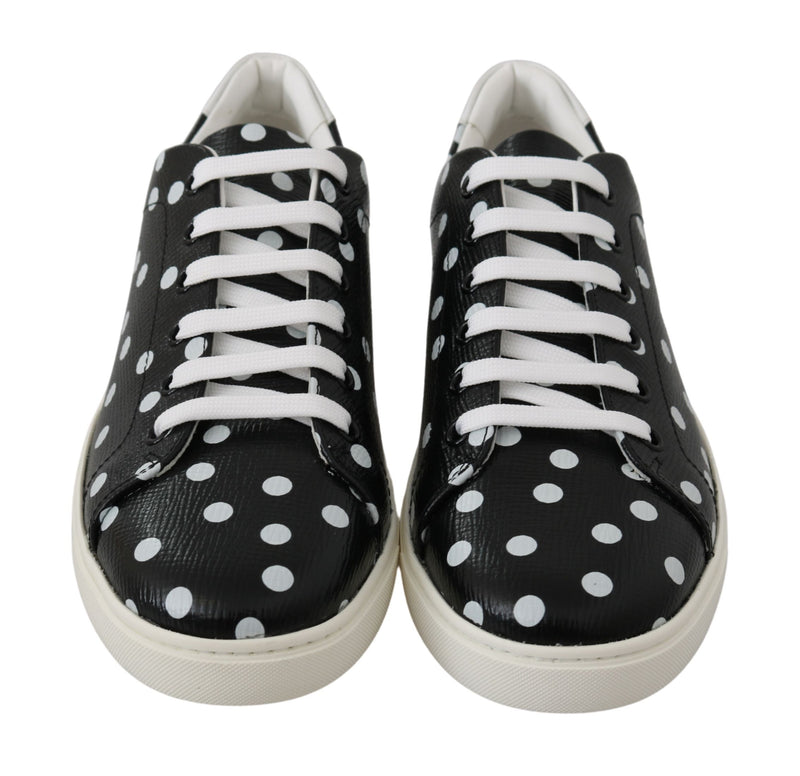 Black Polka Dotted Leather Sneakers Dolce & Gabbana